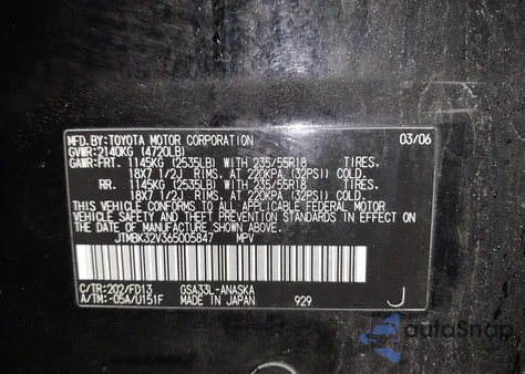 2006 Toyota Rav4 Sport V6 from USA, damaged, VIN JTMBK32V365005847